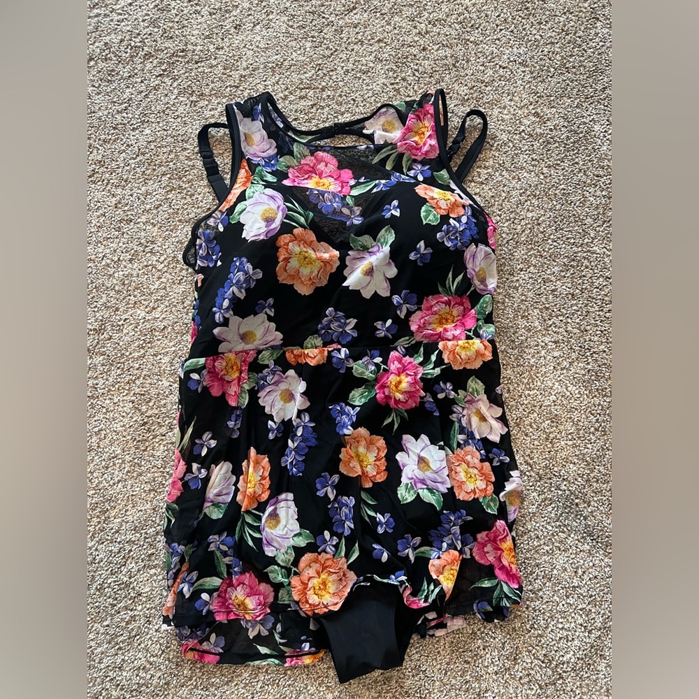 Torrid Floral Black Swimsuit